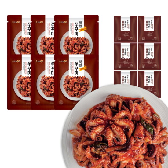 맛있게 매운 착한쭈꾸미 6팩세트(쭈꾸미 140g 6팩 + 비법소스 50g 6팩)
