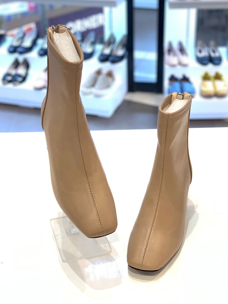 엘초이 [엘초이]심플 스퀘어토 스판 청키힐 5cm 스판앵클부츠 FSF22DS5501