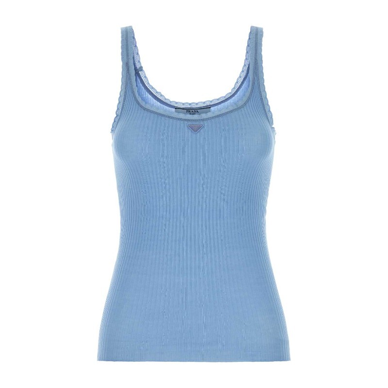 프라다 프라다 리브 스쿱넥 슬림핏 탱크 탑 P29B82SOOO17LA F0013