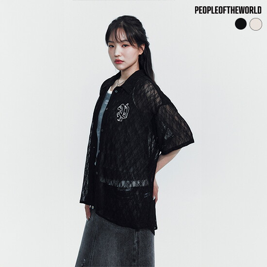 [피플오브더월드][25NEW] 시어 레이스 로브 셔츠