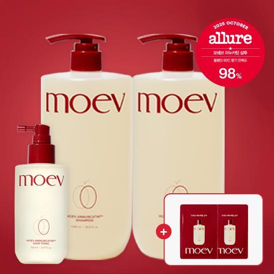 [모에브][싱글패키지] 모에브 아누카틴 샴푸 특대용량(1,080ml)*2통+헤어토닉(150ml)*1개+[무료체험분]샴푸 파우치(8ml)*2매