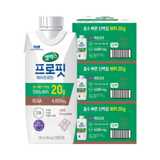 [셀렉스][매일헬스뉴트리션] 셀렉스 프로핏 WPI 프로틴 드링크 초콜릿 330ML 36팩