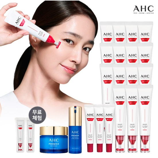 [AHC]★또매진 패키지★ AHC 최신상 풀 리프트 아이크림 포 페이스 18통+체험분 2개+B5라인 2종(컨센트레이트+크림)