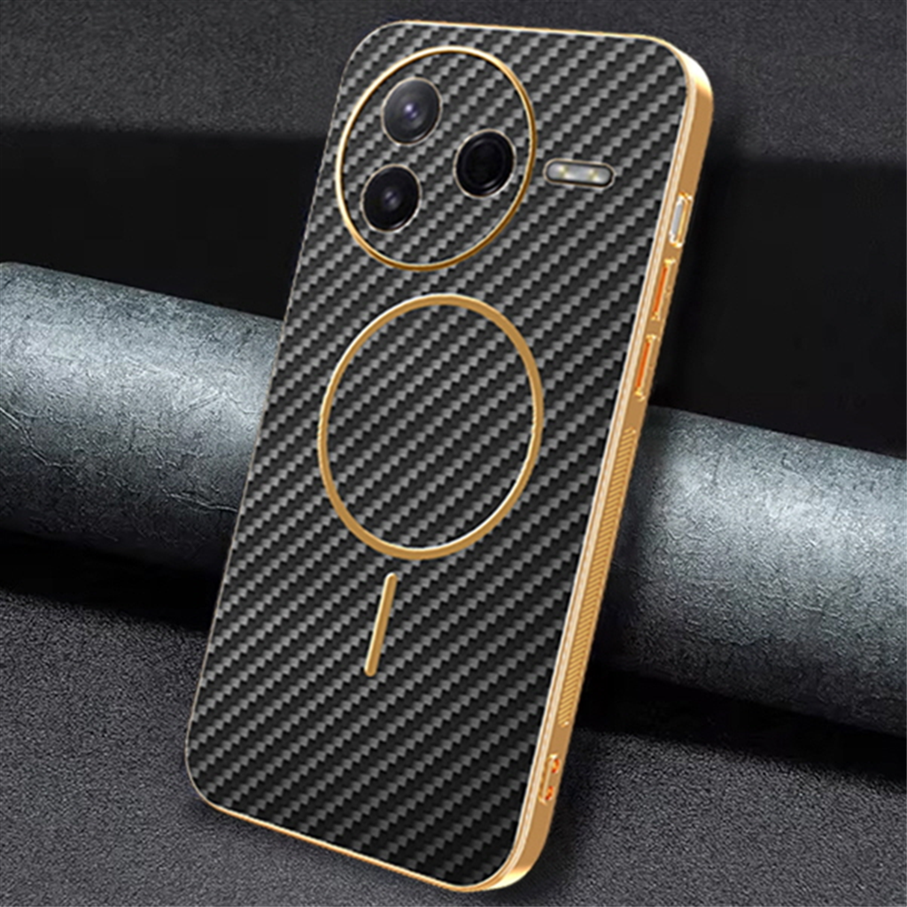 수나르 샤오미포코F7프로 맥세이프 고급 카본 패턴 도금 프레임 슬림 핸드폰 케이스