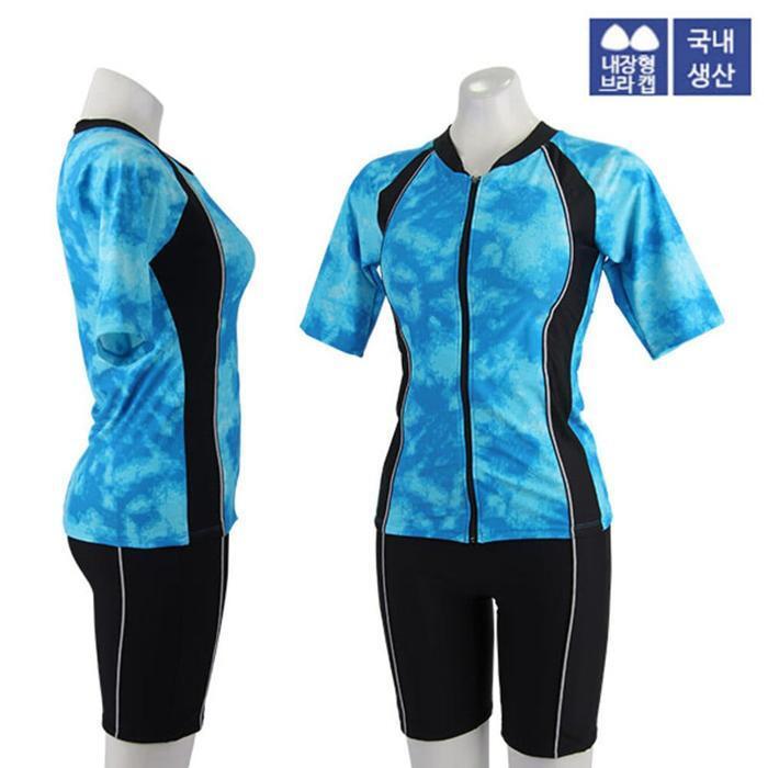 XBLUE 셀러허브 스포츠 XBLUE 여자 반팔 집업 투피스 수영복 N76116 최신유행