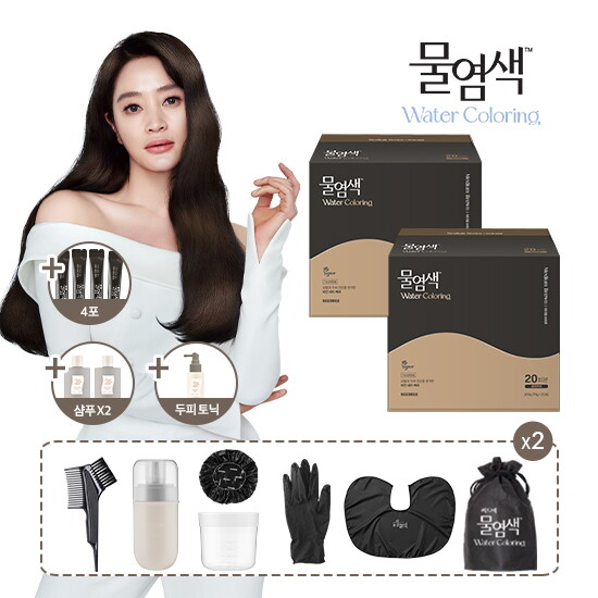 [씨드비]★역대최다구성★§단한번패키지§ 씨드비 물염색 44회분(미디엄브라운/내추럴블랙/브라운블랙혼합)+샴푸 2통 + 두피토닉까지!
