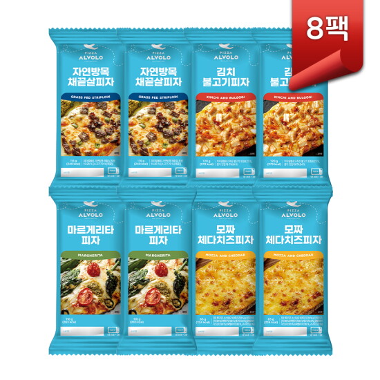 [피자알볼로][피자알볼로] 피자알볼로 4종 8팩 (채끝2,김치2,마르게리타2,모짜체다2)