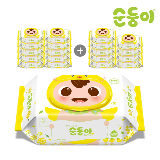 [순둥이][순둥이]병아리 에디션 물티슈 캡형 100매 20팩/S-cBpC