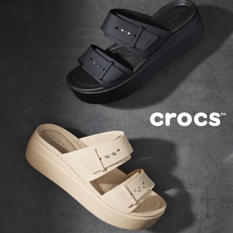 크록스 [크록스] 여성 브루클린 버클 로우 웨지 슬리퍼 207431 딥네이비 카키 블랙 3종택1 / 키높이슬리퍼 여자크록스샌들