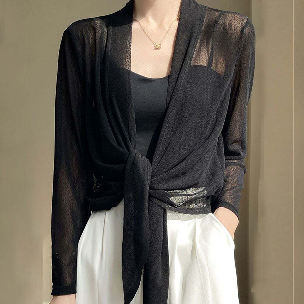 라이프커머스 (스타일하우스)가디건 카디건 CD 시스루 스트랩 4color LM0610