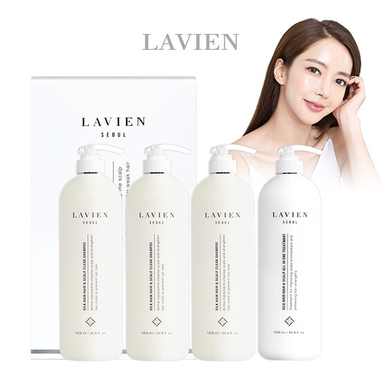 [라비앙][정상가  396,000원] 라비앙 실크헤어 헤어 앤 스칼프 클리어 샴푸 1,000ml * 3 + 트리트먼트 1,000ml * 1