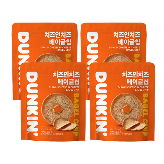 [던킨도너츠]던킨도너츠 치즈인치즈/블루베리 베이글칩 60g X 4봉
