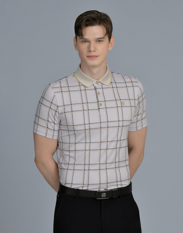 닥스골프 [닥스 골프] [25SS] DGTS5B901I2베이지 뉴체크 메쉬 반팔 폴로 티셔츠