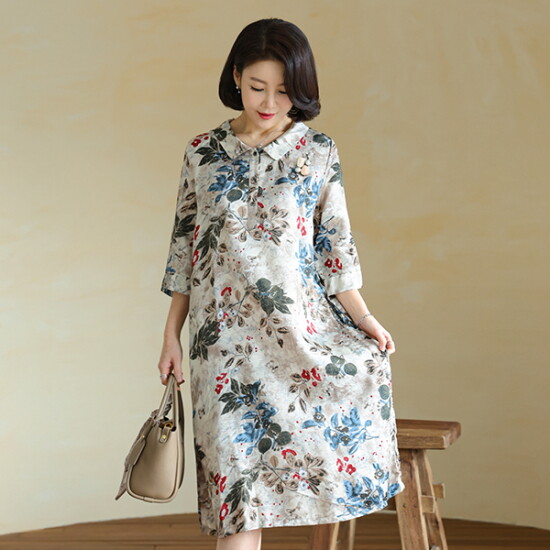 [데드라](~99size)수채화풍기포인견원피스 OPD3004_R