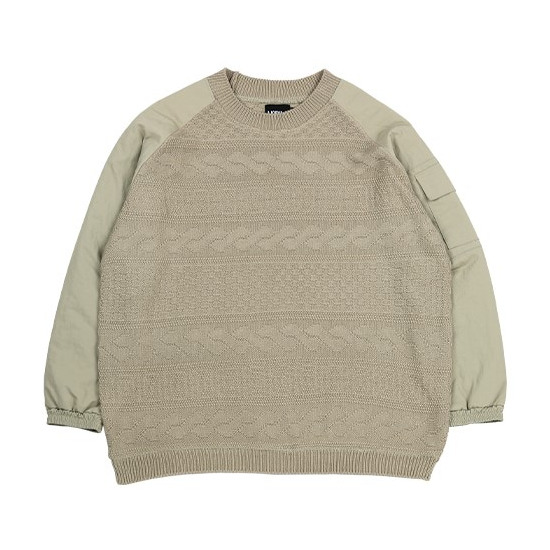 Oversized Bomber Sweater - Beige