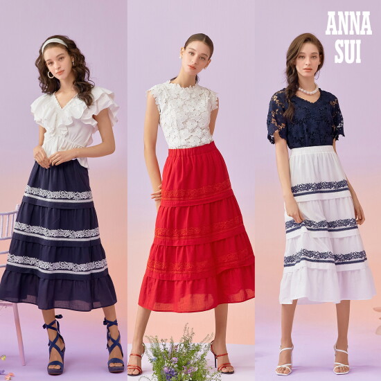 [안나수이]안나수이 ANNA SUI 아뜰리에 자수 코튼 스커트 (캉캉 스커트)
