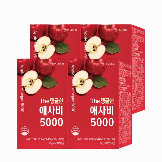 [안국약품]★엘라이브 단독★ 안국약품 The 탱글한 애사비 5000 사과초모식초 저당 젤리 스틱 4박스 (1박스: 14포)