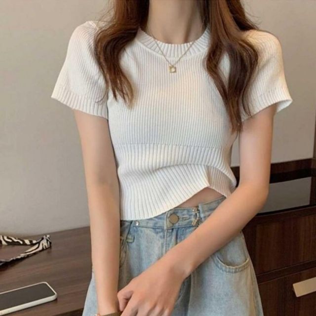 오너클랜 대학생 여자 캐주얼 여름 캠퍼스 필수템 룩 골지 라운