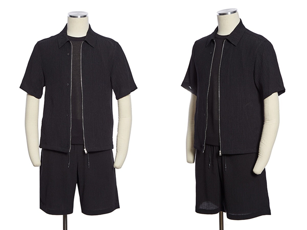 레노마(남성) S/S 블랙 쿨링 카라넥 폴리츠 반팔 남방형 점퍼 RRJMBU55A_NW_몰