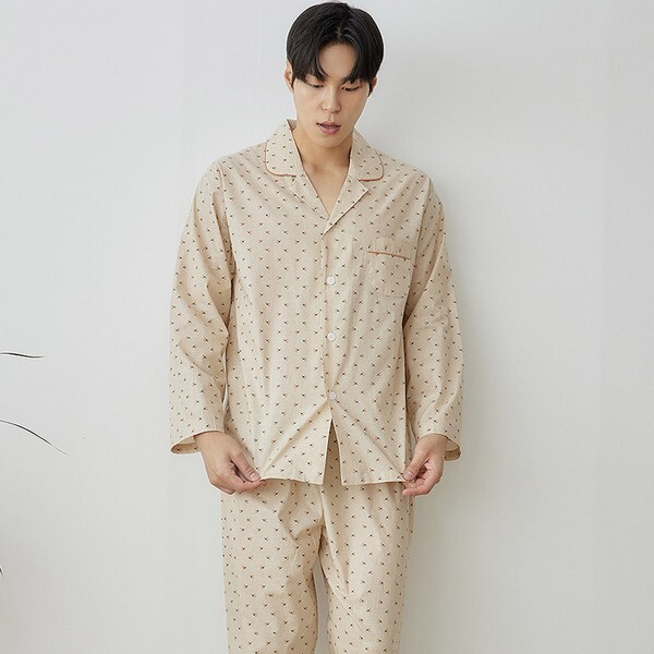 알콩단잠 [하프클럽/알콩단잠]2주년선물 잠옷 남자파자마 긴소매 순면 실내복 슬립웨어 홈웨어