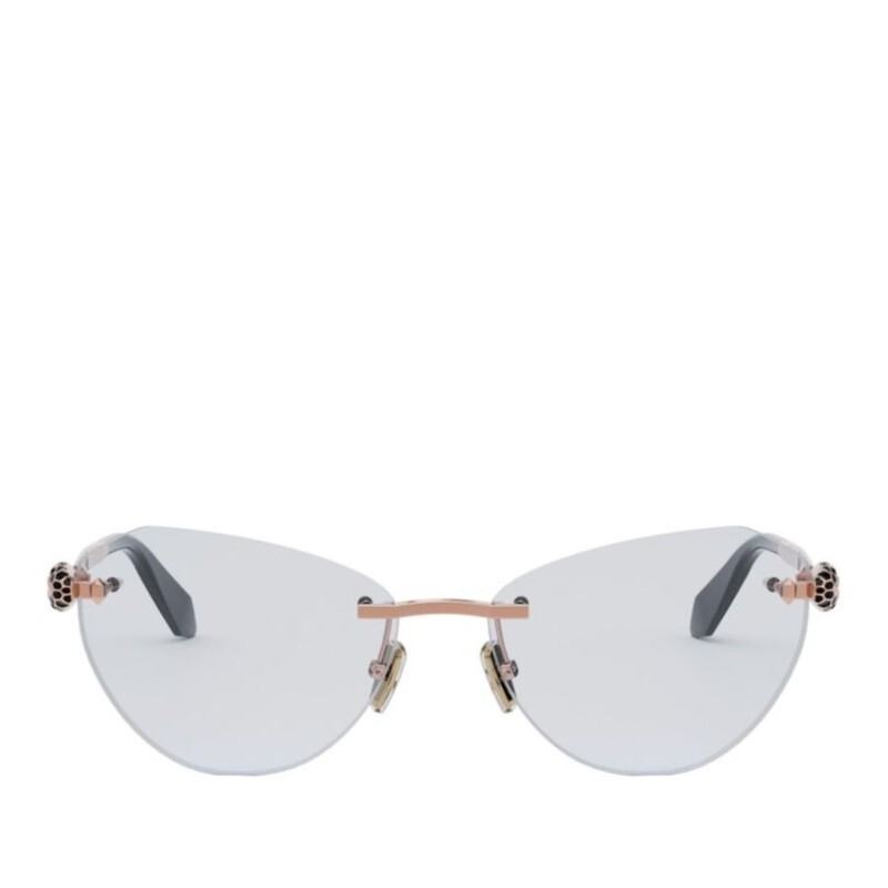 불가리 불가리 림리스 프레임 라이트 블루 렌즈 메탈 안경테 BV50042U 028 ROSE 57