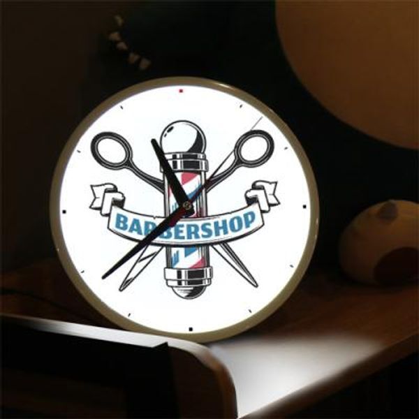 꾸밈 교보문고 꾸밈 nf387-LED시계액자25R 바버샵일러스트