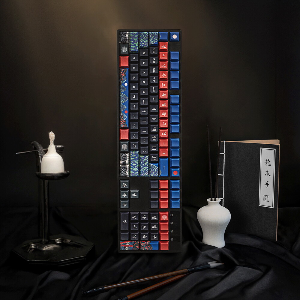 에이투 [입점기념 20%쿠폰+리뷰이벤트] 에이투 타음 케이 에디션 LED 단청 기계식 사무용 유선 키보드 일월오봉도, 적축