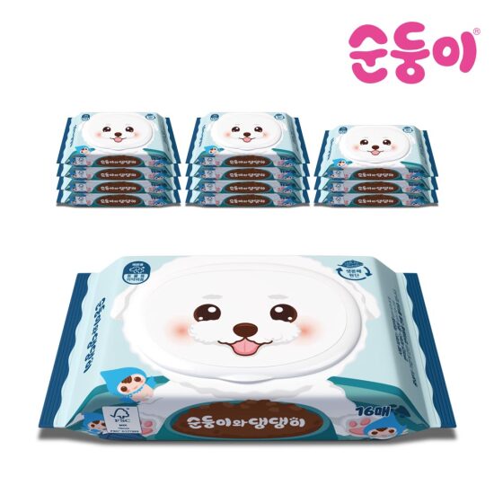 [순둥이][순둥이]댕댕이 강아지물티슈 휴대 캡형 16매 12팩/cDG휴12