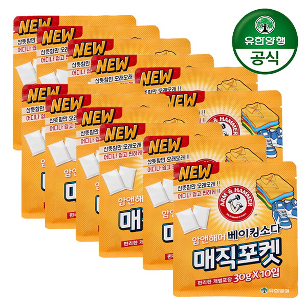 Church & Dwight 암앤해머 [유한양행] 암앤해머 부직포 베이킹소다 탈취제 30g (10입) x 12개