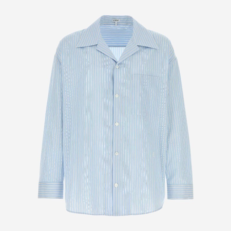 LOEWE 로에베 자수 포플린 스트립 셔츠 H526Y05XAI WHITENAVY