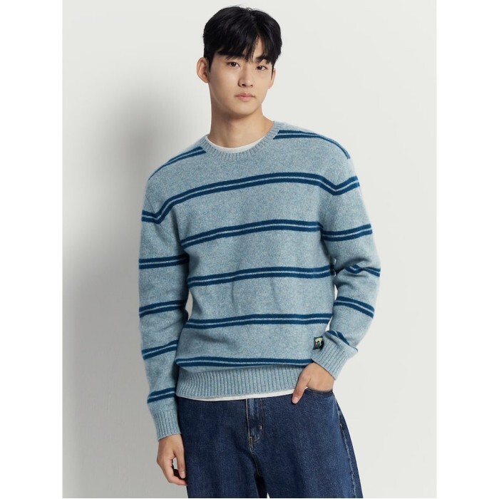 빈폴 [빈폴멘] 푸즈예티 스트라이프 니트  스카이 블루 (BC5X51C61Q)