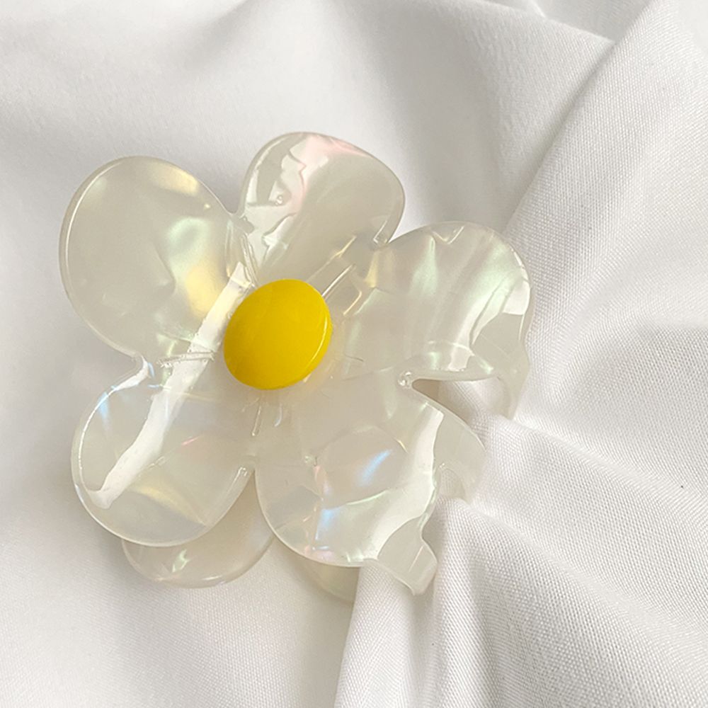 오너클랜 미니 오로라 블링 데이지 플라워 아크릴 헤어 집게핀