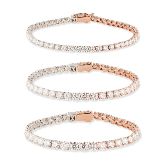 [도로시][도로시]14k 모이사나이트 4프롱 믹스 테니스 팔찌_1부 16.5cm
