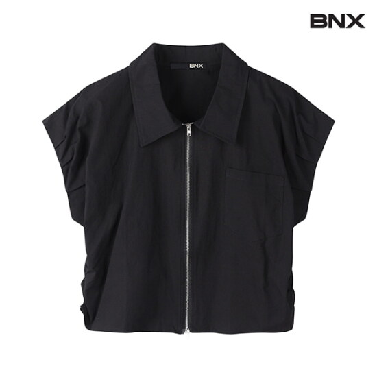 [BNX]카라넥 사이드 셔링 투웨이 집업 여성 베스트 (BW1VT007L0)