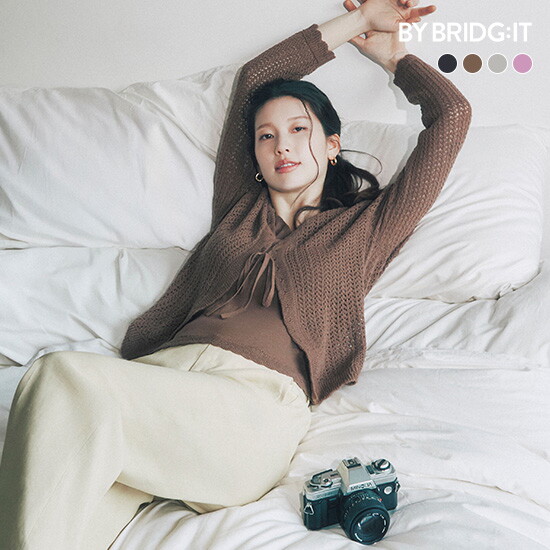 [바이브리짓]26SS 이태리코튼 블렌드 크로셰 가디건+니트 SET