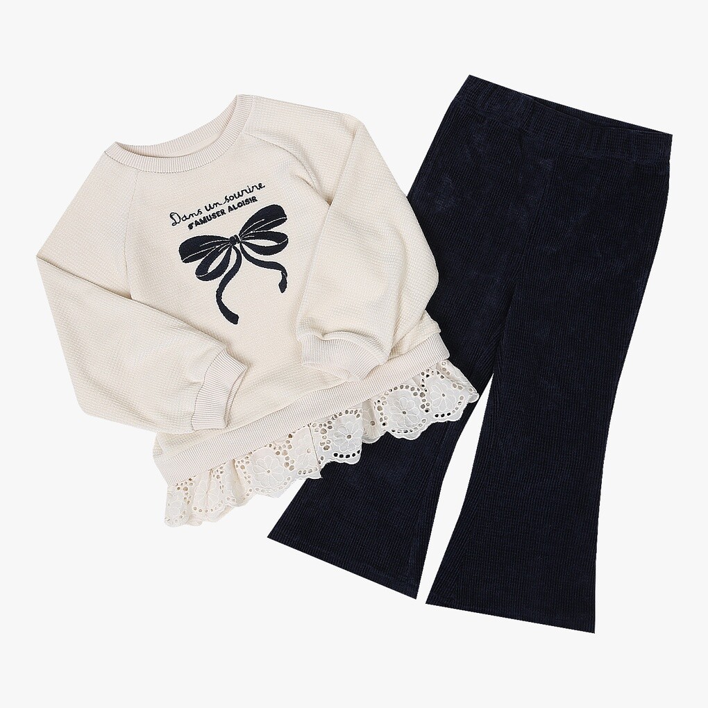 Milibam [AK수원점] [밀리밤] 밀리 포근한 리본 와플상하세트 MLMS25N2G