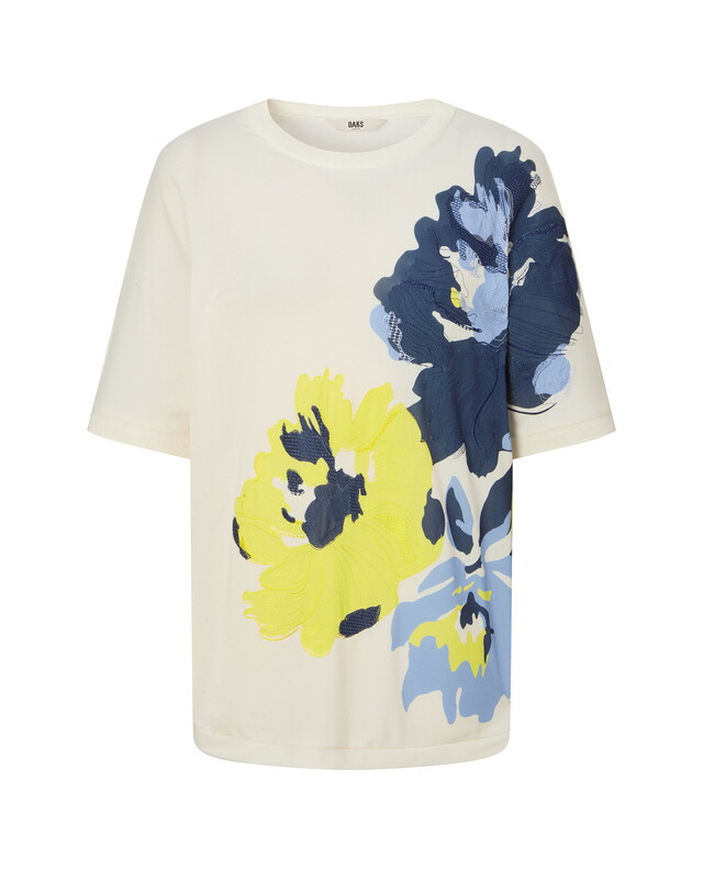 LF 닥스레이디스 [닥스 여성] [25SS] DLTS5B601CR 크림 플라워 프린트 반소매 티셔츠