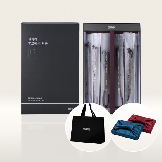 [설아래]설아래 소백산 홍도라지정과 300g(10-14뿌리)+쇼핑백+보자기포장