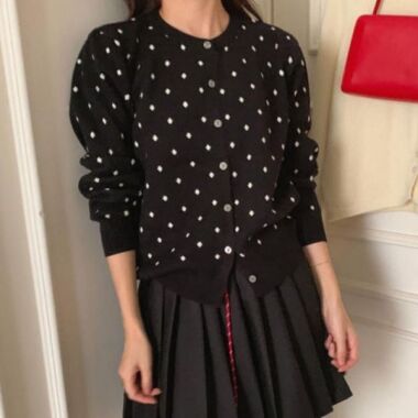 衣料品 ドットアウターデイリー アウター ニット長袖女性カーディガン