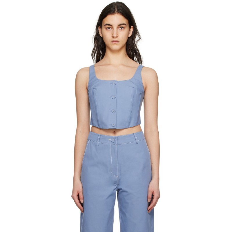 ANNA QUAN 안나 콴 안나 콴 블루 메이 탱크탑 231542F111007