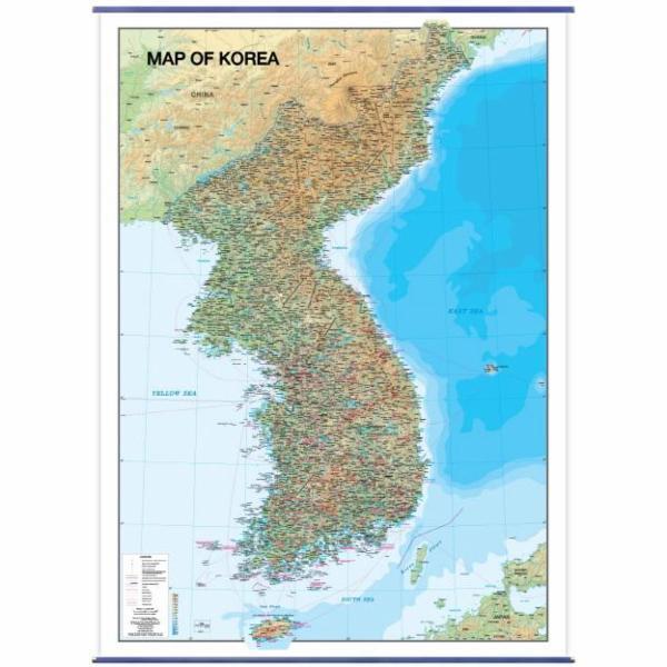 월드북 Map of Korea : 대한민국 영문지세 (코팅 표구 / 걸이용)