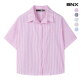 [BNX](6번)세로 스트라이프 캐쥬얼 자수 반팔 셔츠 (BW2BL037L0)