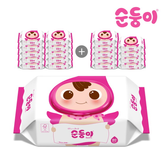 [순둥이][순둥이]S-BC/베이직 물티슈 캡형 80매 20팩