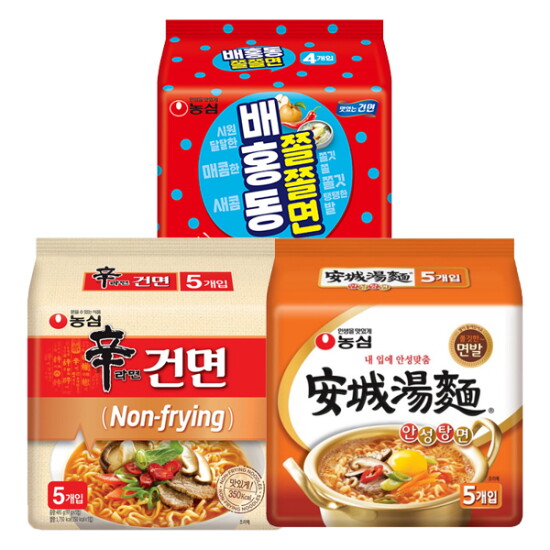[농심]농심 신라면건면 5입 + 배홍동 쫄쫄면 4입 + 안성탕면 5입