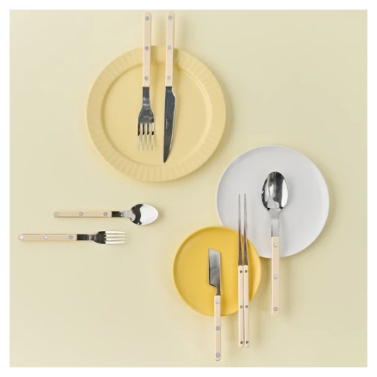 [까사무띠]【크림&블랙&네이비&오렌지】 보그 커트러리 4인조 총 28p&아모르 테이블 매트 6p 세트