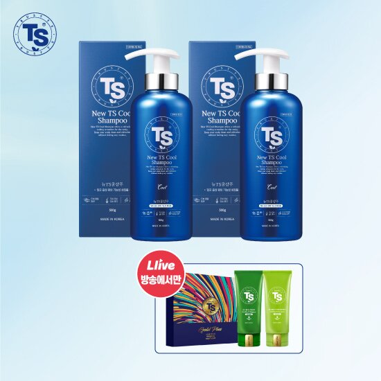 [엘라이브 전용 구성] 뉴TS쿨 샴푸 500g*2개 + 여행용 키트