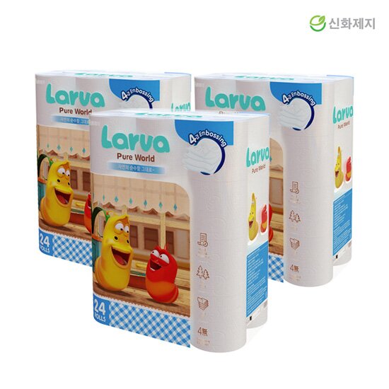 [3팩] 라바 퓨어월드 프리미엄 데코 엠보 4겹 화장지