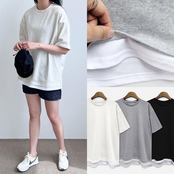 셀러허브(하프클럽) [하프클럽/셀러허브_여성트랜드패션]위쉬몰 DK 걸스레이어드루즈반팔티(R026H404) 빅사이즈