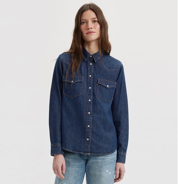 리바이스(아울렛) 리바이스 여성 얼티밋 웨스턴핏 라이트데님 셔츠 진청 868320017