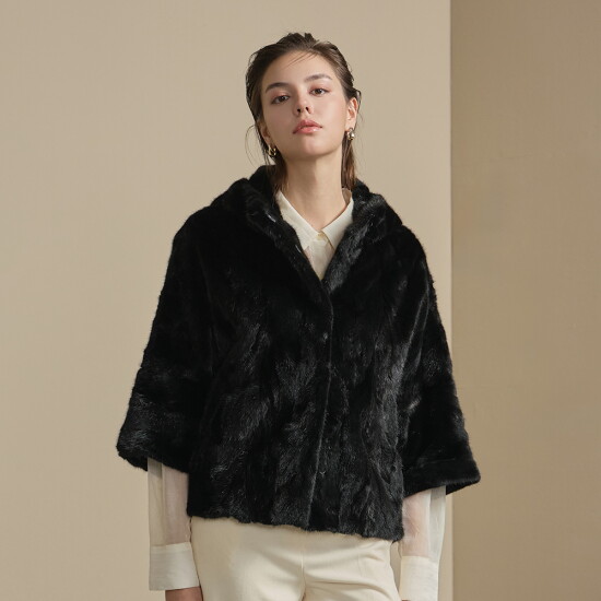 [유로컬렉션][정가 399,000원][유로컬렉션] 밍크 케이프 후드 코트